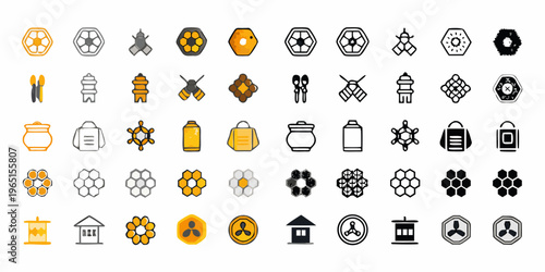 Collection of various geometric and object based icons in differing styles