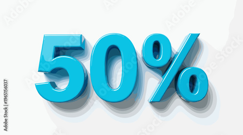 50 Percent Discount Sale Promotion - Blue 3D Percentage Sign