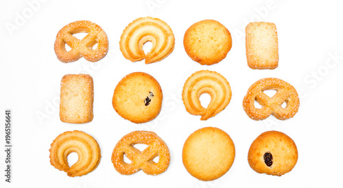 Foto Assorted butter cookies in various shapes