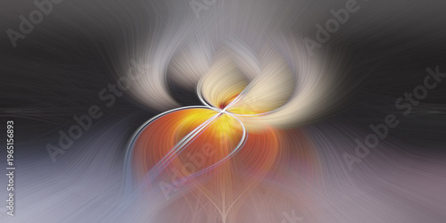 Fotografija Abstract light trails in shades of orange, yellow, and white on a dark gray back