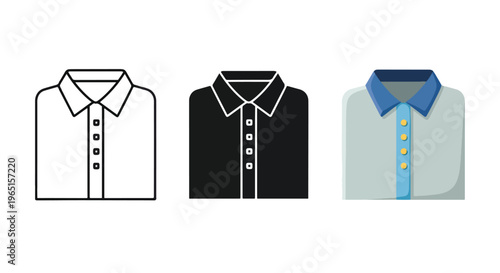 minimalist dress shirt icon set - logo icons vector set. Blue, Black and white icons