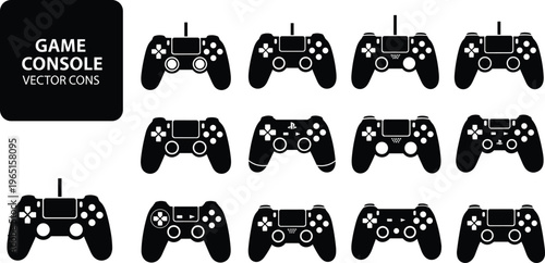 "Set of Game Console Controllers in Various Styles and Designs"
