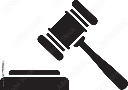 Black Silhouette Judge’s Gavel and Sound Block Icon