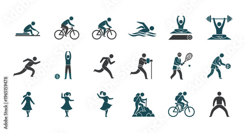 Athletes engage in various sports activities with fitness equipment nearby indoors