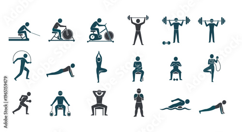 Athletes engage in various fitness activities with equipment and exercises.