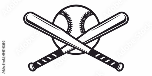 Baseball equipment including a bat and ball in a vintage style