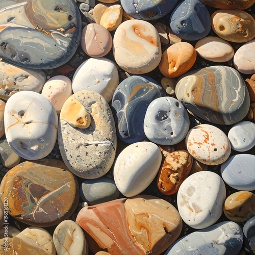 A colorful assortment of smooth, rounded pebbles