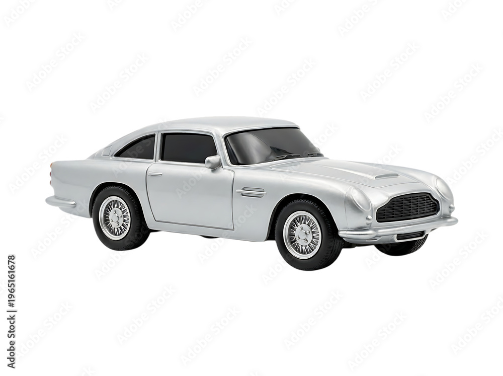 Fototapeta premium White toy model of a classic car on a black background