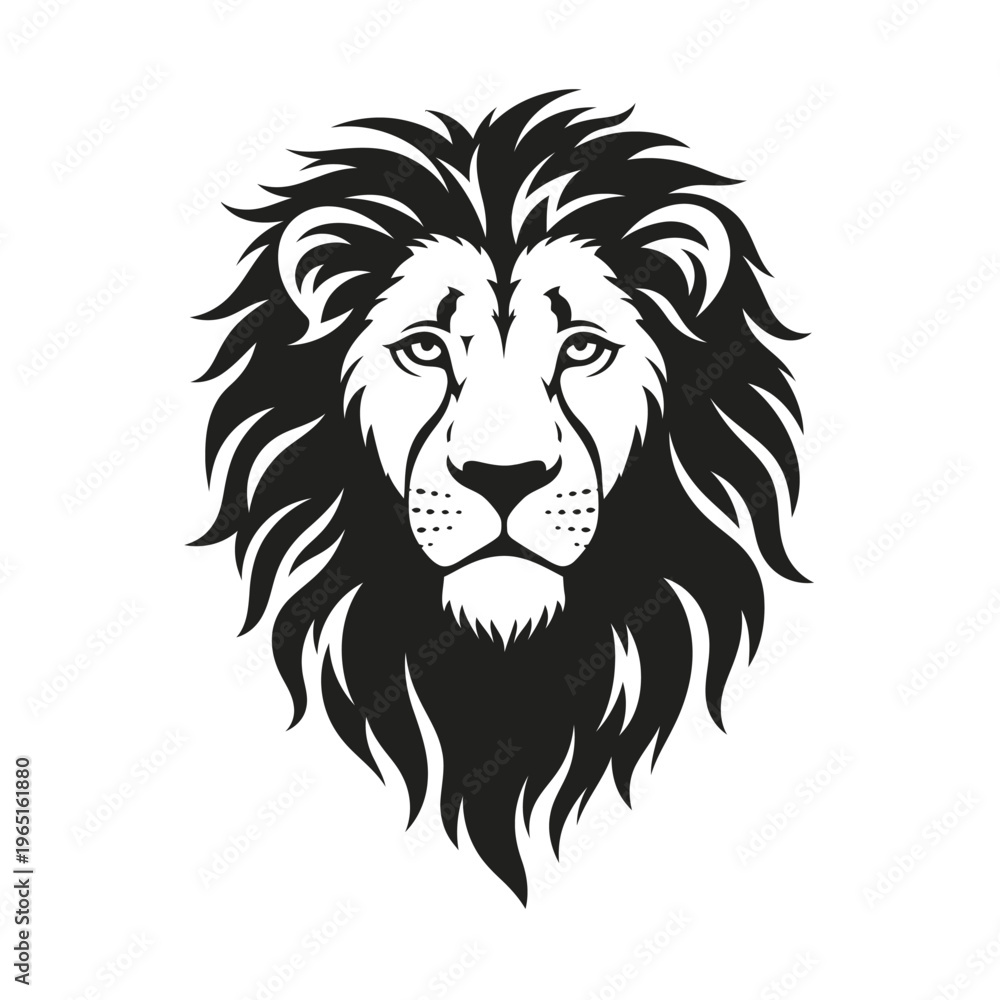 Fototapeta premium Bold lion head illustration with intricate details