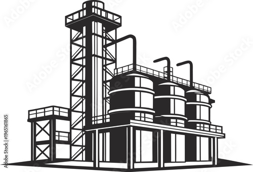 Complex chemical plant pipeline network system with interconnected pipes for fluid transfer and processing