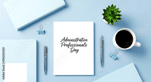 Administrative Professionals Day Greeting Card Flat Lay with Office Supplies