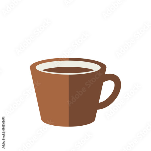 Brown coffee cup with steaming beverage on table
