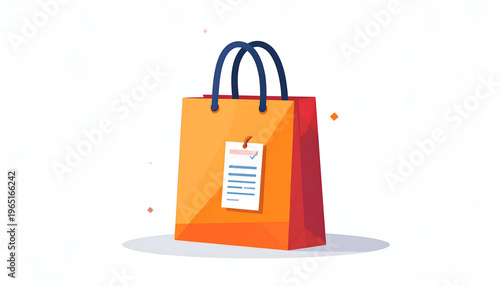 Orange shopping bag illustration with price tag offers a modern retail concept.