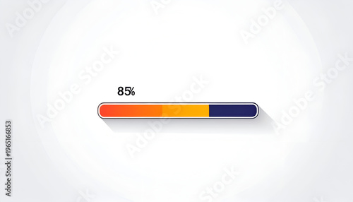Progress loading bar showing 85 percent completion with color gradient on white background