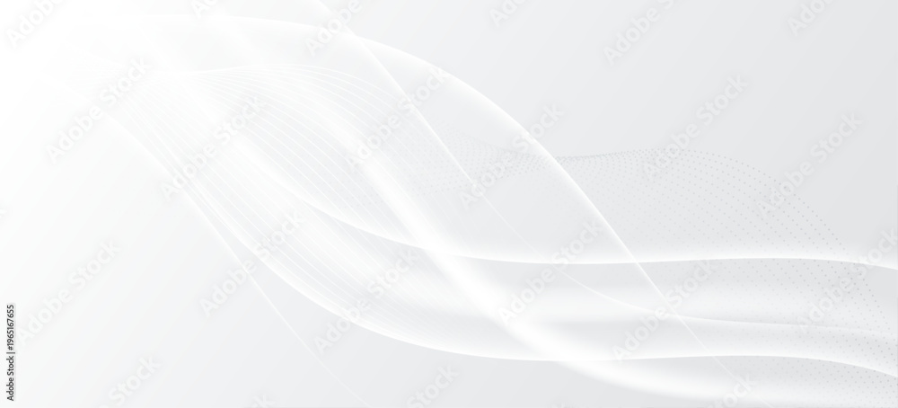 Naklejka premium Minimal white abstract background with smooth flowing lines.