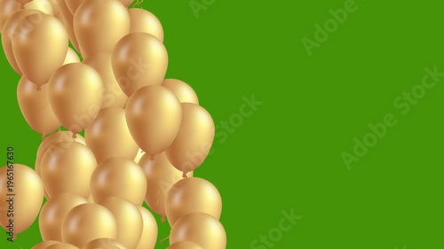 Festive golden balloons gently rising creating cheerful luxury party animation background