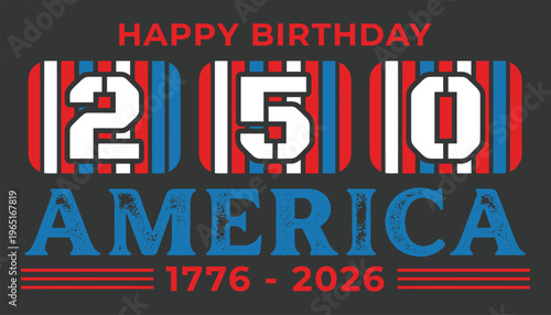 Happy birthday america 250 years old celebration vector graphic