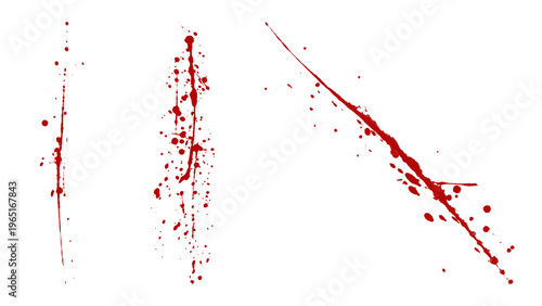 Obraz na plátně Diagonal blood spray and long vertical red splatter on alpha channel