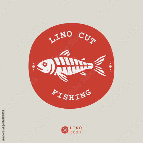 Modern Minimalist Fish Vector, Linocut Style Graphic for Brand Identity.