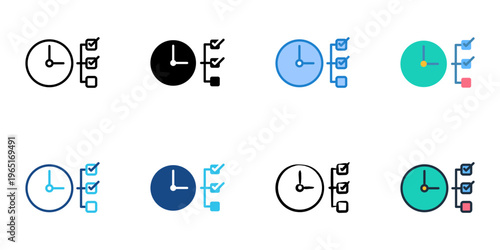 Task scheduler icons set multiple style collection. Editable stroke 
