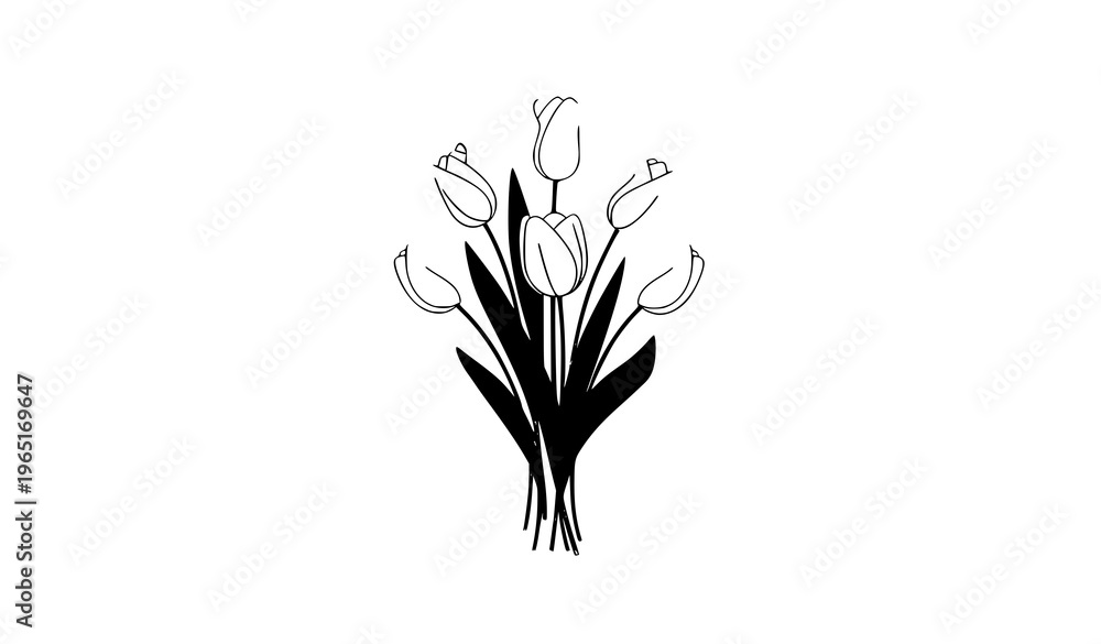 Obraz premium Elegant delicate tulip floral composition vector illustration