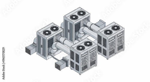 Industrial air conditioning units connected system.