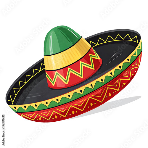 Colorful sombrero with intricate patterns and vibrant green top
