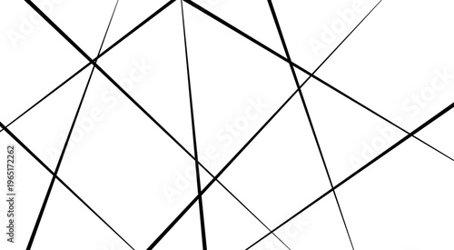 Random chaotic lines abstract geometric pattern, Black and white geometric pattern