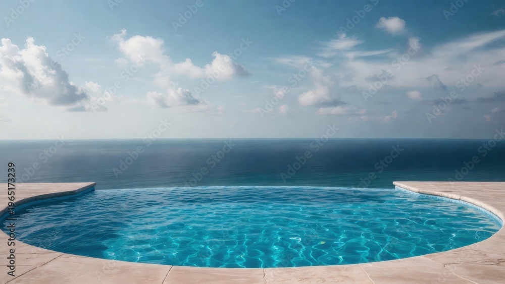 Fototapeta premium Infinity pool reflecting sky overlooking open ocean