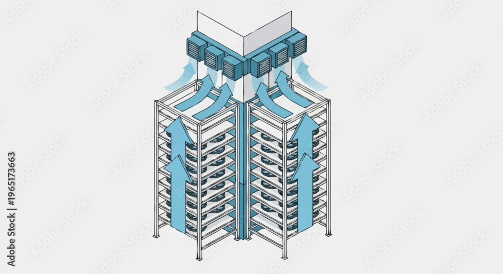 Fototapeta premium 3D illustration of industrial air flow system.