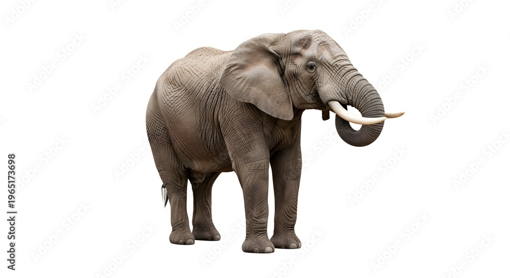 Fototapeta premium A majestic elephant standing alone with tusks and large ears