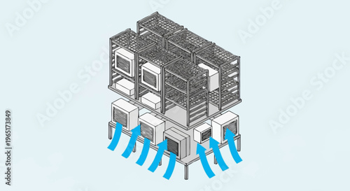 3D rendering of industrial building structure.