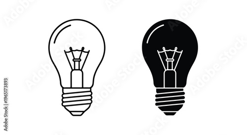 Classic glowing electric light bulb icon - Line and glyph solid icon and logo template - Clipart, sticker - icon set