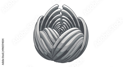 Abstract Geometric Sculpture, Circular Layers, Modern Art Design