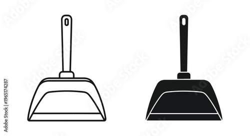 Set of dustpan icons in different styles - Solid vector icons  - Clipart, sticker - icon set