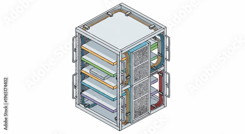 Detailed 3D illustration of a server rack.
