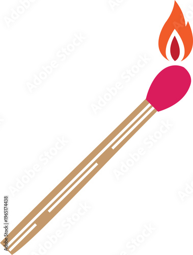 Matchstick icon burning match stick flame symbols and matchbox for ignition, fire starter tool vector silhouettes and outline illustration for safety and camping