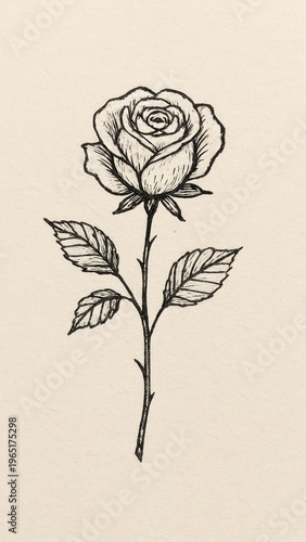 Elegant rose sketch on beige mobile wallpaper