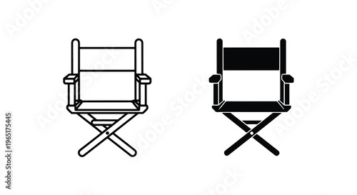 Professional film director chair icons - logo icons vector set. Blue, Black and white icons