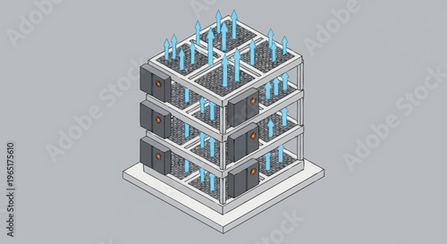 3D illustration of a building foundation.