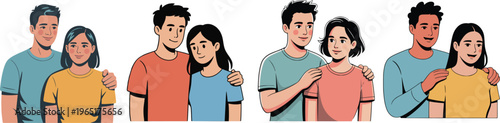 doodle illustration  flat vector of people illustration on Couple Hugging with Love and Emotional Support