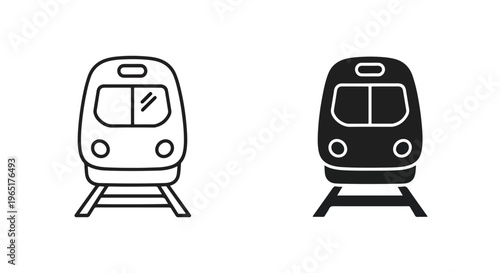 Modern train transportation icon set - Minimalist, flat icon, outline, glyph, linear, clipart, sticker - icon set