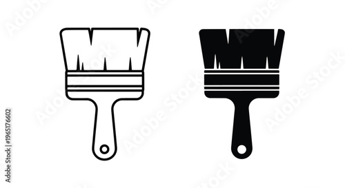 Paint brush icon set in outline and solid - Line and glyph solid icon and logo template - Clipart, sticker - icon set