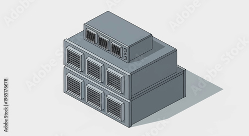 3D rendering of a gray server.