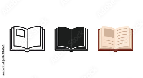 Open book education icon set vector - Glyph solid icon - Editable modern style icon - Clipart, sticker - icon set - Clipart
