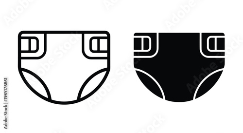 Baby diaper icon set flat vector - Line and glyph solid icon and logo template - Clipart, sticker - icon set