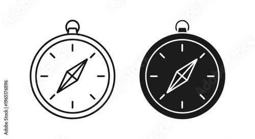 Navigation compass icon set vector - logo icons vector set. Blue, Black and white icons