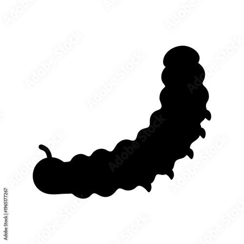 Simple black silhouette illustration of a caterpillar on a clean white background Vector, illustration