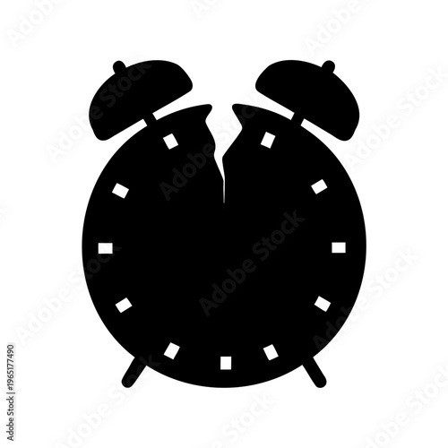 Broken alarm clock icon symbolizing lost time, urgency, or disrupted schedule Vector, illustration