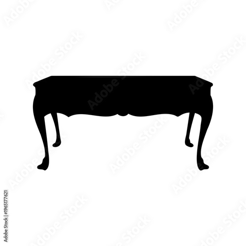 Elegant antique style table silhouette with curved cabriole legs and decorative apron Vector, illustration